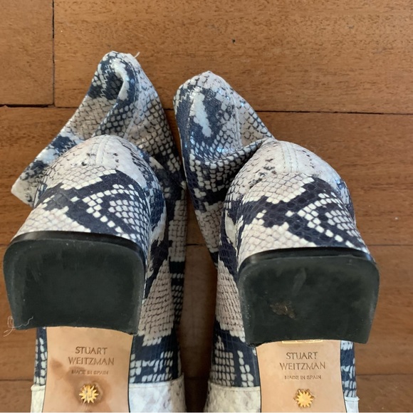 Stuart Weitzman Niki Snake Embossed Sock Booties - Picture 9 of 12